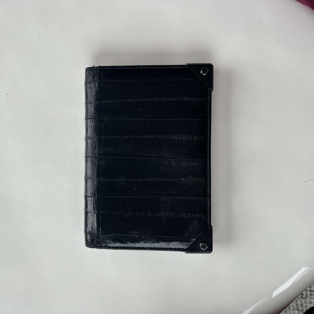Alexander Wang Black Leather Eel Skin Triple-Zip Wallet with Corner Hardware